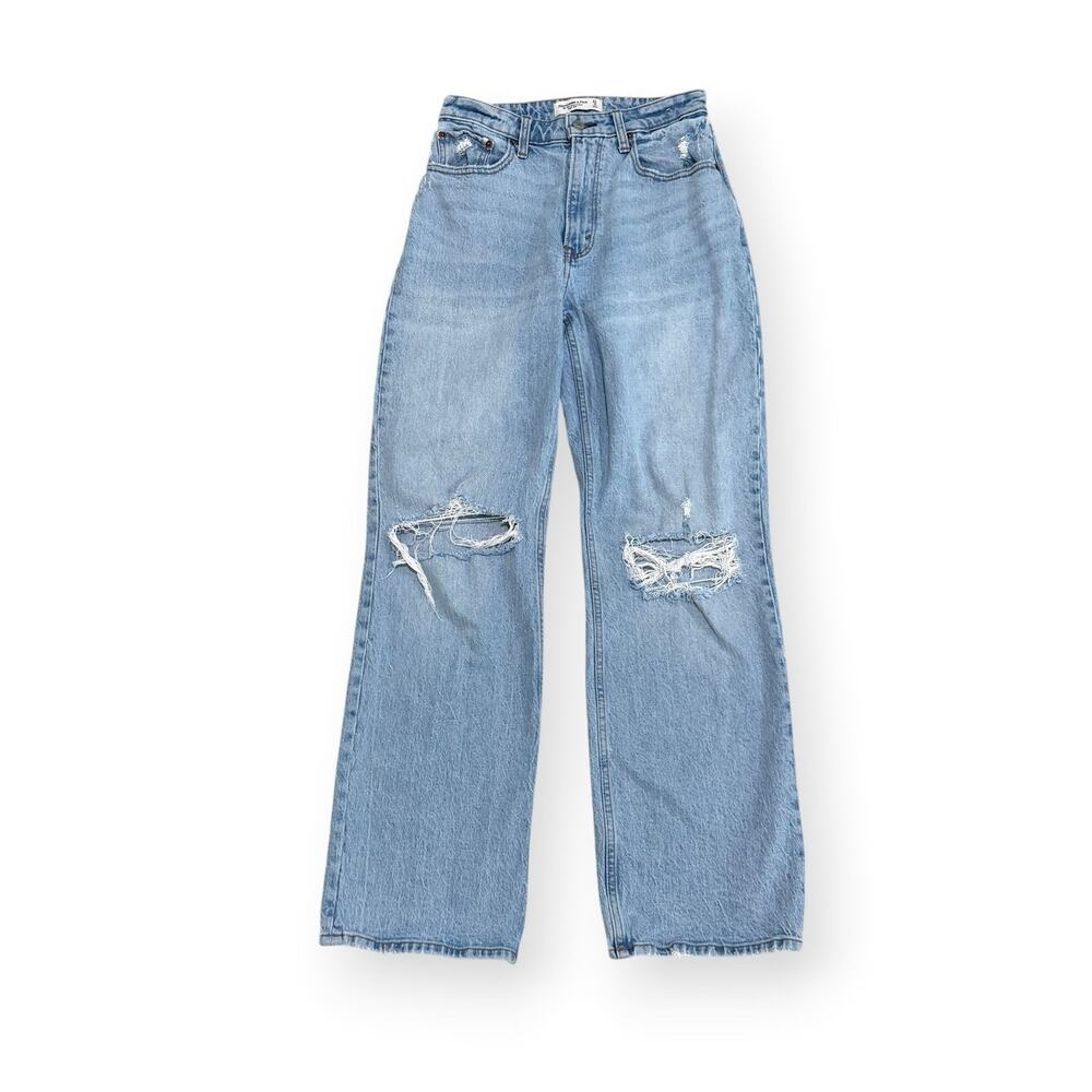 Abercrombie & Fitch 90s Relaxed High Rise Curve Love Jeans 27/4 Distressed